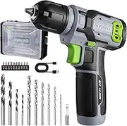 WORKPRO 8V Cordless Drill Driver Set, Electric Screwdriver 3/8" Keyless Chuck, Max Torque 12 N.m, 2 Ah Battery with 21 Pcs Accessories and Single Layer Stack & Carry Box, Ideal for Home DIY Project