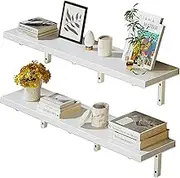 Floating Shelves 2 Tier Floating Shelves Rustic Wall Mounted Bookcase for Bedroom Living Room Bathroom Kitchen Office Can Be Combined Freely
