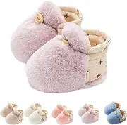 [WOSLXM] Baby Cartoon Plush Cotton Toddler Shoes, Anti-Slip Soft Sole Warm Winter Booties Shoes, Infant Winter Warm Socks Shoes