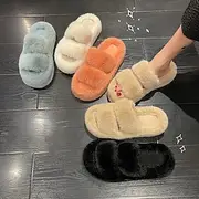 Fuzzy Memory Foam Slippers Cozy Plush Home Slippers Fluffy Furry Open Toe House Shoes Indoor Outdoor Slide Slipper