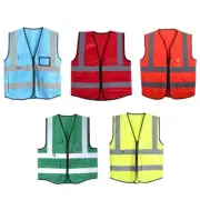 High Visibility Vest with Pockets & Zipper Construction Work Vest Hi Vis Yellow