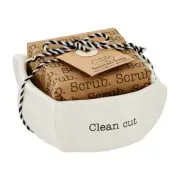 Mud Pie Home "Clean Cut" Kitchen Bathroom Soap Dish Set