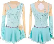 [Zagitova] Figure Skating Dress with Rhinestone Women Girls Sportwear Dancing Roller Skater Dance Dress
