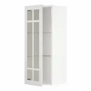 METOD wall cabinet w shelves/glass door, white/Stensund white, 40x37x100 cm