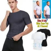 Men Workout Compression Undershirts Back and Lumbar Support Short Sleeve T-Shirt