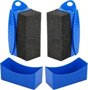 NQEUEPN 2pcs Tire Shine Sponge Pad, Reusable Tire Shine Applicator with Ergonomic Rectangular Box Auto Detailing Wheel Cleaner Car Tire Brush for Car Cleaning Supplies (Blue)