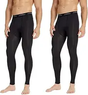 [COOLOMG] Men's Youth Leggings Compression Tights Fitness Training Trousers 3/4 (Pack of 2) 3XS - XXL Reusable