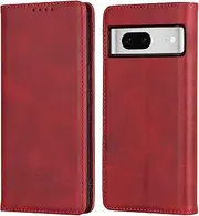 for Google Pixel 7 Case Leather Wallet with Credit Card Holder Cash Slot SunYoo Flip Cover Drop Protection Shockproof Stand Magnetic Folio Women Men Her Purse for Google Pixel7 Red