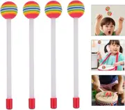 XMANX 4Pcs Lollipop Drum Mallet Sticks, round Rainbow Hammer Percussion Sticks P