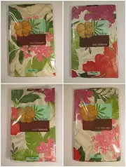 NIP ELRENE Red Green Tropical Floral Kitchen Party Vinyl Tablecloth~Oblong Oval