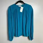 NWT Ramy Brook Luna Peasant Top Teal Blue Long Sleeve Blouse Women Size Small