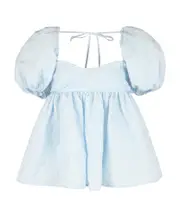 Cecilie Bahnsen Gathered Puff Sleeve Blouse UK12 sky-blue