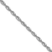 [JewelryWeb] 10k White Gold 1.5mm Sparkle Cut Lightweight Rope Chain Necklace Jewelry for Women - Length Options: 41 46 51 56 61