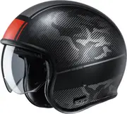 HJC V30 Alpi Jet Helmet, black-red, Size L for Men Black Red