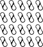S Carabiner Small Alloy Snap Hook 20Pcs Mini Spring Clips 1.6 Inch Keychain Clip Tiny Clip Attachment Dual Gate S Binder Carabiner Wire Gate Snap Buckle Tool or Fishing/Camping