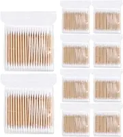 1000 Cou Cotton Swabs with Wooden Stick Tip Round Cotton Buds Swabs for Makeup Ears Dabs Nails Eyes e