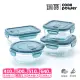 【CookPower 鍋寶】耐熱玻璃豎條紋防滑保鮮盒實用4件組