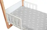 Babyhood Amani Bebe Organic Jersey Cotton Standard Fitted Sheet, White Leaf