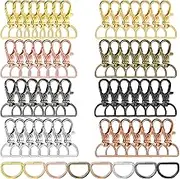 Hotop 100 Pcs Swivel Clasps Snap Hooks and D Rings Keychain Clip Hook Lobster Claw Clasp Metal Purse Hardware for Keychain Making Lanyard Clips DIY Crafts Wallet and Accessories(24 mm Outside Width)