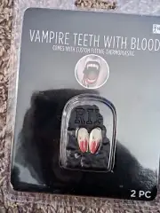 Vampire Fangs Werewolf Teeth Halloween Horror Cosplay Props with Blood Customfit