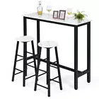 3PC High Bar Table Stools Set, Modern Dining Table and Chairs, Pub Cafe Kitchen
