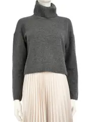 Grey Wool Knit Turtleneck Jumper