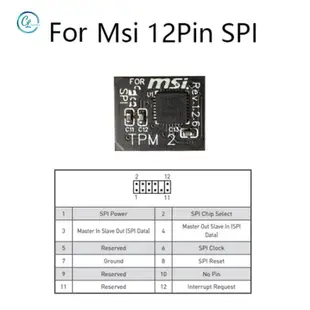 MSI Tpm 2.0 加密安全模塊遠程卡 12 針 SPI TPM2.0 微星主板安全模塊