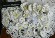 WHITE FLORAL MIX of 21 Lace&Paper 7different styles-4 to 8cm across- Manor House