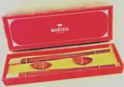 Wood & Metal Chopsticks w/ Leaf Rests 2 pair in Martell Cognac Wooden Gift Box