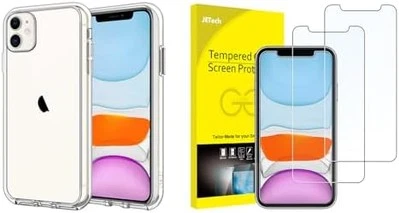 iPhone 11 Bumper Case and Tempered Glass Screen Protector Bundle