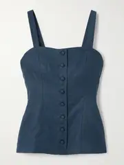 [Faithfull] Faithfull - Corbiere Linen Top - Navy - small small Blue