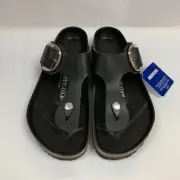 Birkenstock New w/ Box Gizeh Big Buckle Black Natural Leather Exquisite Narrow