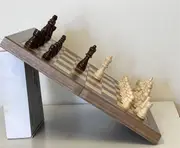 Premium 40*40*2.5cm Magnetic Large Chess Set Wooden Timber Oak Folding Board Walnut