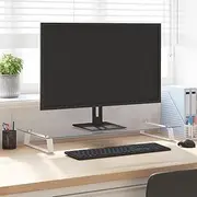 Monitor Stand, Computer Screen Riser Desk Stand, Modern Design, Loading capacity 10 kg, 80 x 35 x 8 cm, Tempered Glass and Metal