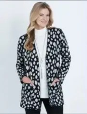 NEW - Noni B Size 12 (M) Leopard Jacquard Knit Cardigan - RRP $129.99
