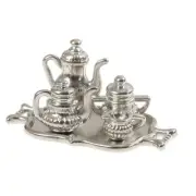 5pcs/Set 1:12 Dollhouse Miniature Metal Kitchen Tea Set Pot Flagon Plate Mode_cd