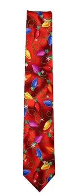 Men's Jerry Garcia Necktie Red Blue Orange Green Yellow Christmas Lights