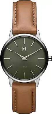 MVMT 28000196-D GREEN DIAL BROWN LEATHER STRAP 28MM LADIES WATCH