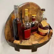 Bourbon Whiskey Barrel Shelf Wall Mounted Vintage Round Wine Rack Family Kitchen
