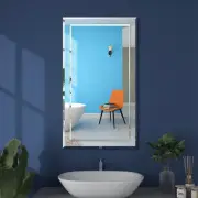 FRALIMK Mirror on Mirror Wall Mirror Beveled Edge Polished Frameless Rectangle B