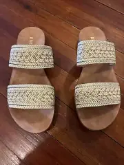 Bamboo Amaya 03 Woven Strap Flat Sandal - Women Flexible Contour size 7.5