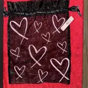 Victoria's Secret Pink Black Lingerie Bag Drawstring Mesh Pouch Valentine Hearts