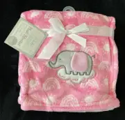 NWT le bebe plush pink velour fleece ELEPHANT baby blanket 30x36 3D floppy ear