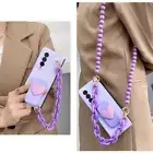 Gradient Love Holder Crossbody Beads Chain Case For Samsung Z Fold6/5 Fold4/3/2