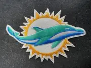 Dolphin with Sun Embroidered Iron/Sew ON Patch 4”x2.75" Miami