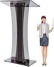 Slanted Podium Lectern Conference Pulpit, Black Acrylic Podium Stand, Clear Podium Teacher Speaker Lecture Teacher Lecterns for Restaurants, Weddings, Office and Classrooms