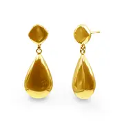 9kt Yellow Gold Silver Infused 90s Vintage Tear Drop Stud Earrings