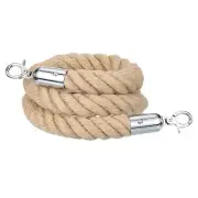 3ft x 1.3 Inch Crowd Control Jute Stanchion Rope with Snap Hooks