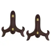 2pcs 8" Easel Plate Holder, Wooden Folding Display Stand Brown for Picture Frame