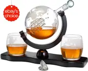 Whiskey Wine Decanter Globe Set Includes Globe Glasses 850ml Ideal Gift